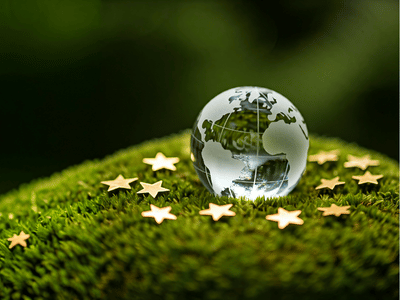 A glass globe with 